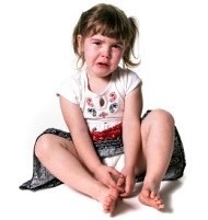 Crying girl on floor doesn't want to go