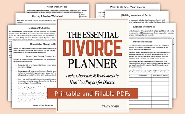 Essential Divorce Planner book & worksheets