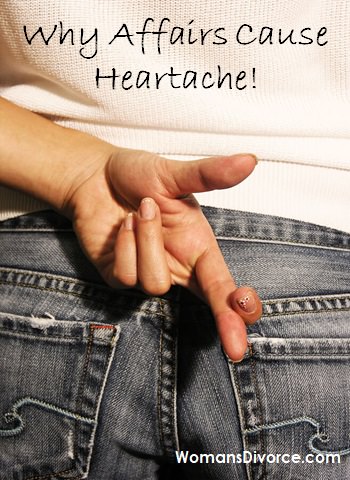 Woman's hand with fingers crossed behind her back, symbolizing an affair.