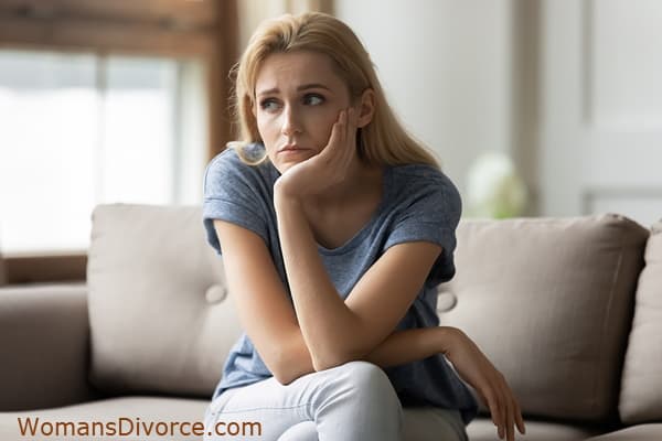 Woman dealing with divorce guilt and shame Woman dealing with divorce guilt and shame