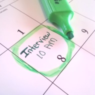 Interview date and time circled on calendar Interview date and time circled on calendar