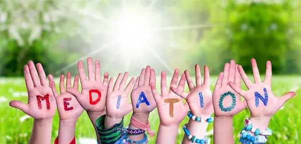 Child custody mediation benefits children hands of kids painted with letters spelling mediation
