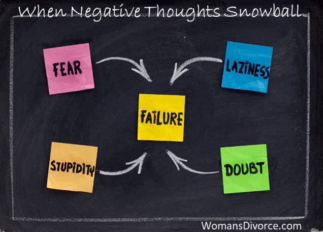 chalkboard with sticky notes depicting the emotions triggering thoughts of failure