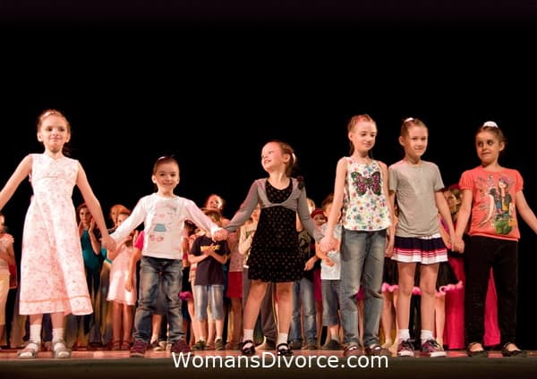 Group of small children on school stage Group of small children on school stage